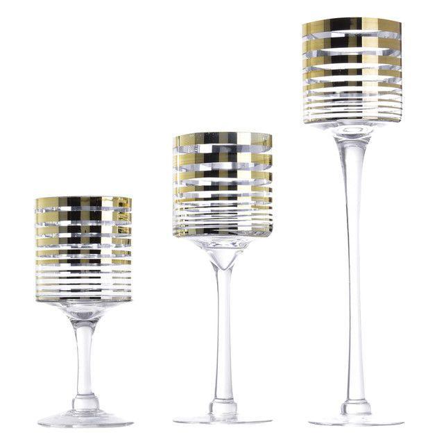 Juego Portavelas Decorativo Recto Gold 3 Piezas-0