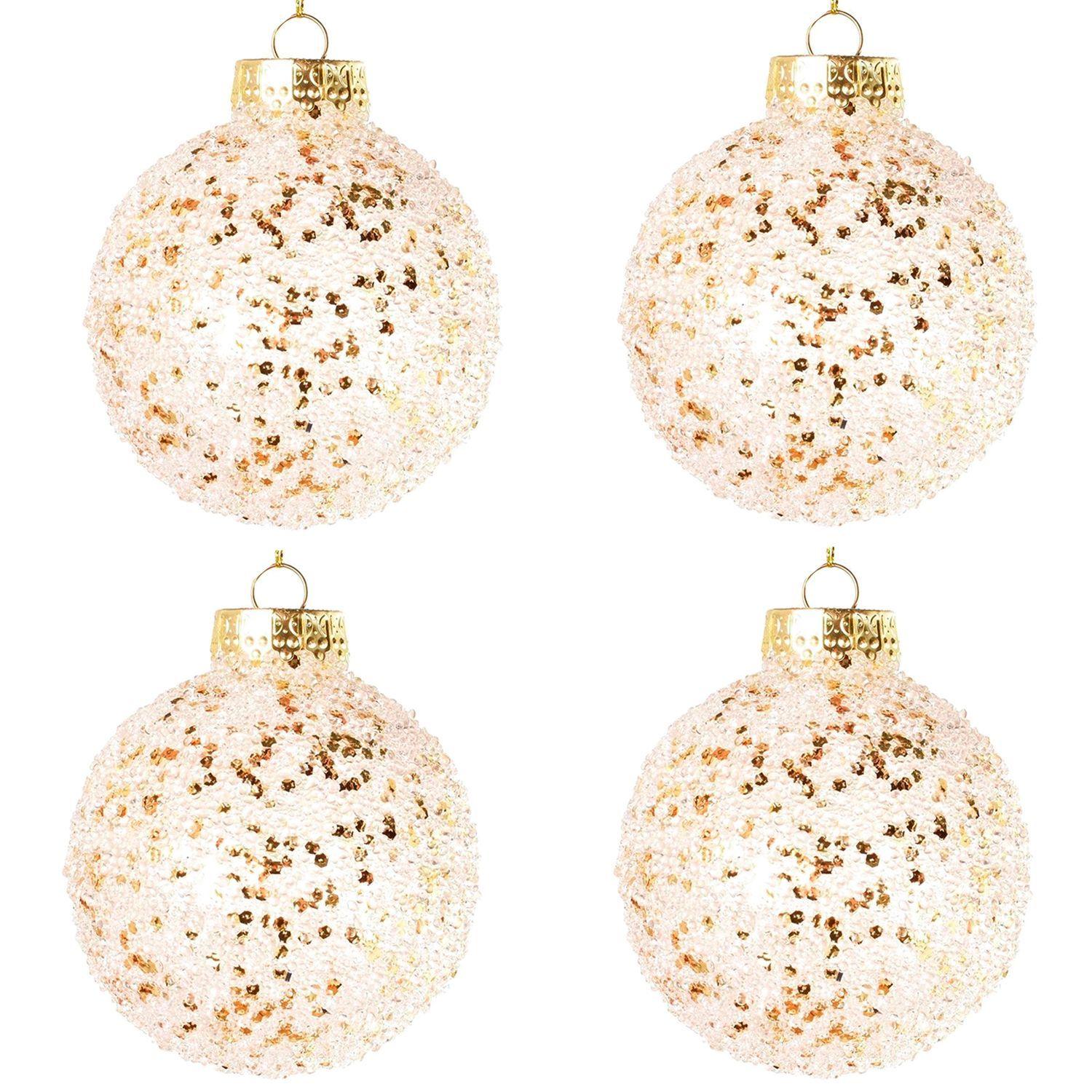Set 4 Bolas Navideñas Semi Gold 10 Cms.-0
