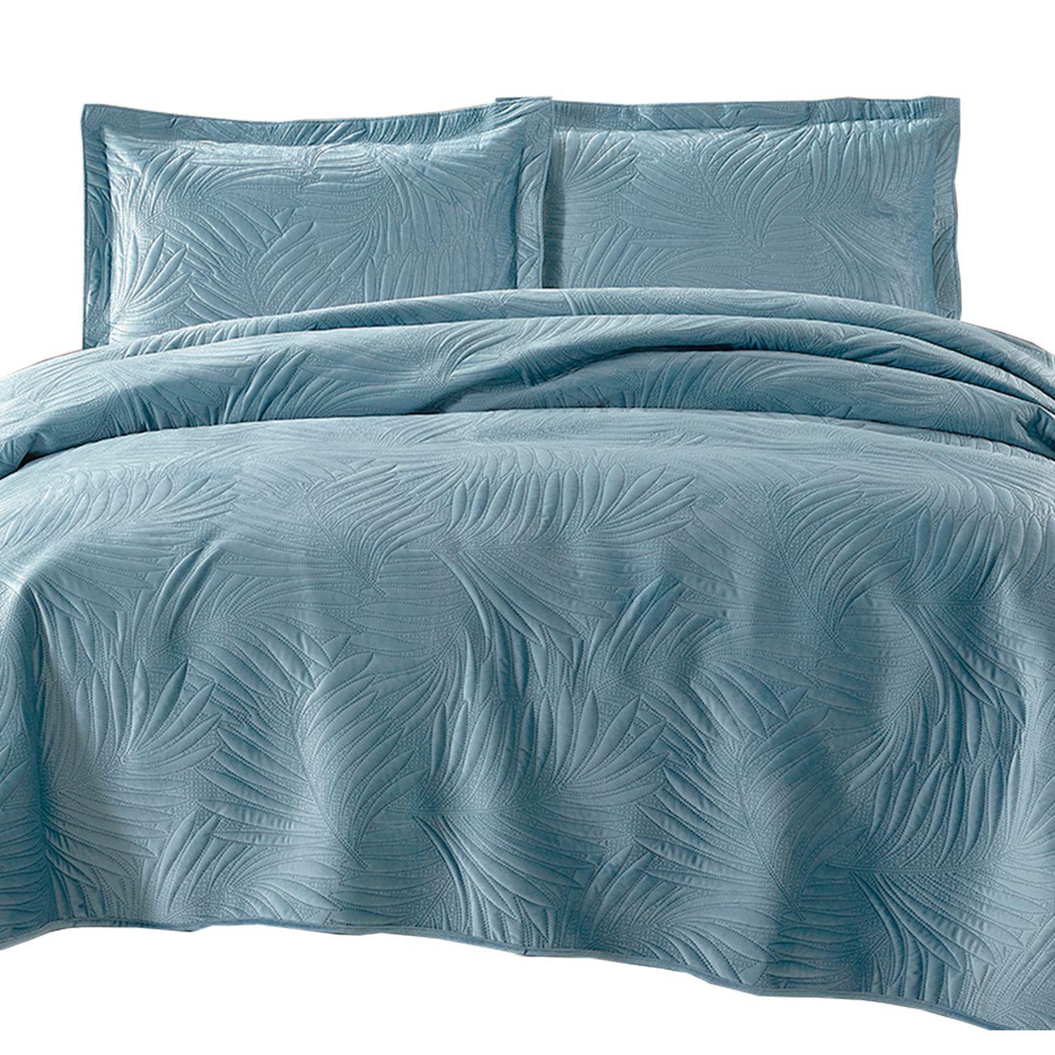 Quilt Liso Velvet Ibiza Celeste Light 1,5 Pzas-0