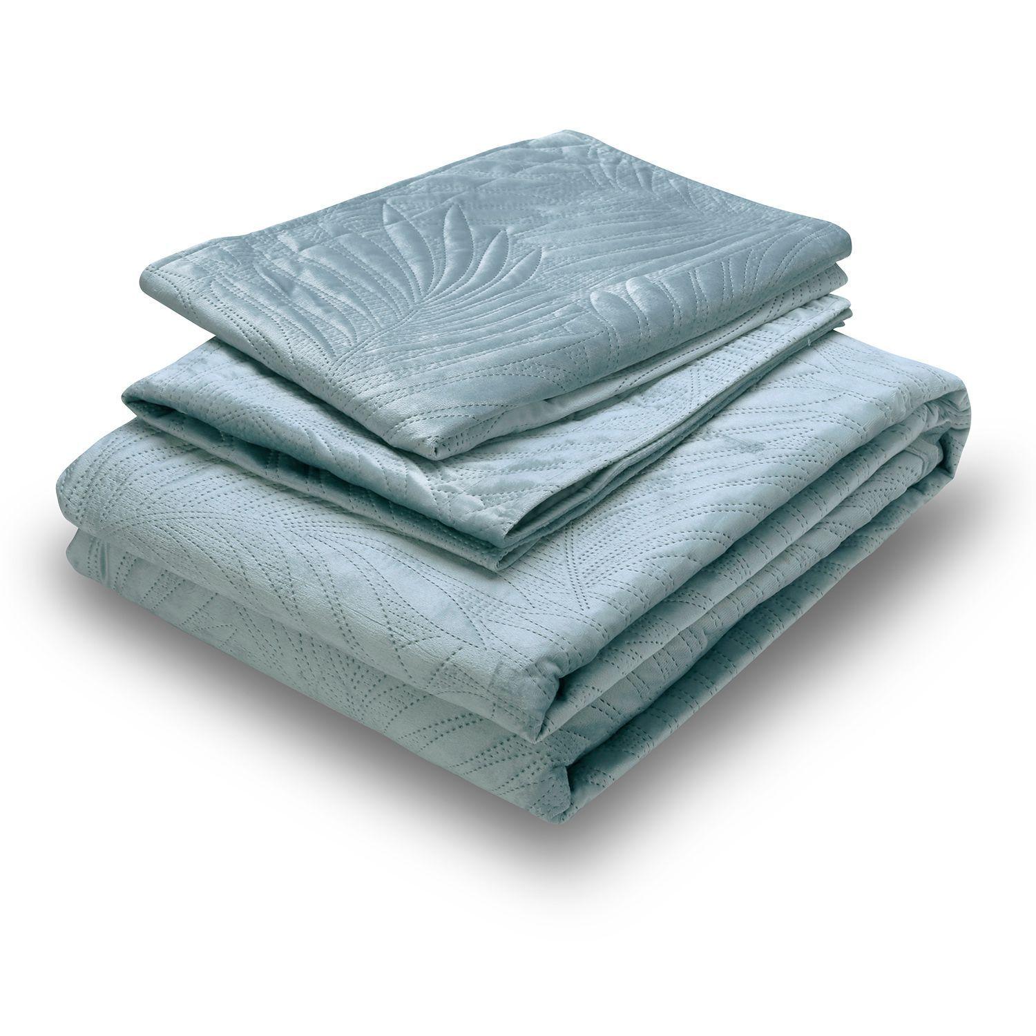 Quilt Liso Velvet Ibiza Celeste Light 1,5 Plaza-1