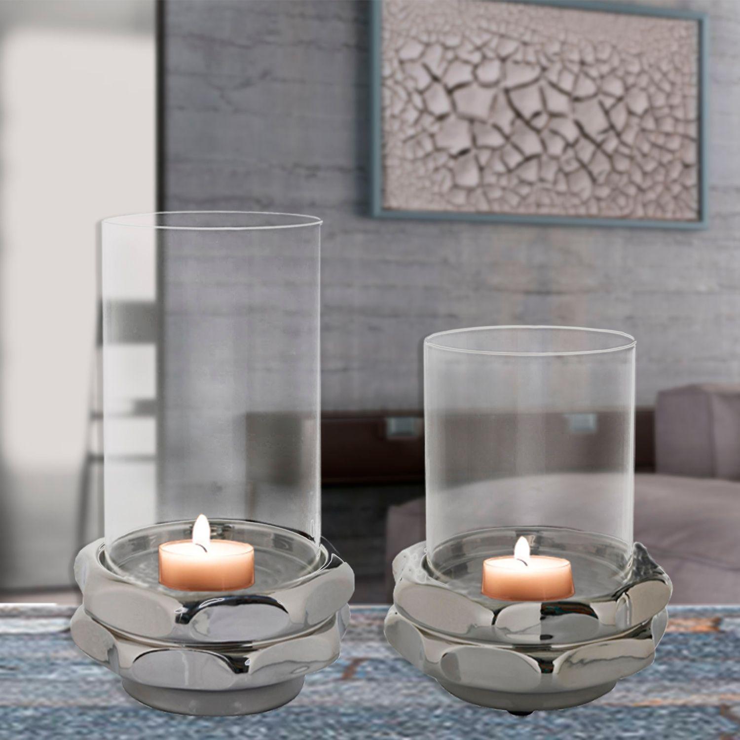 Portavela Decorativo Tuerca Silver Mediano-4