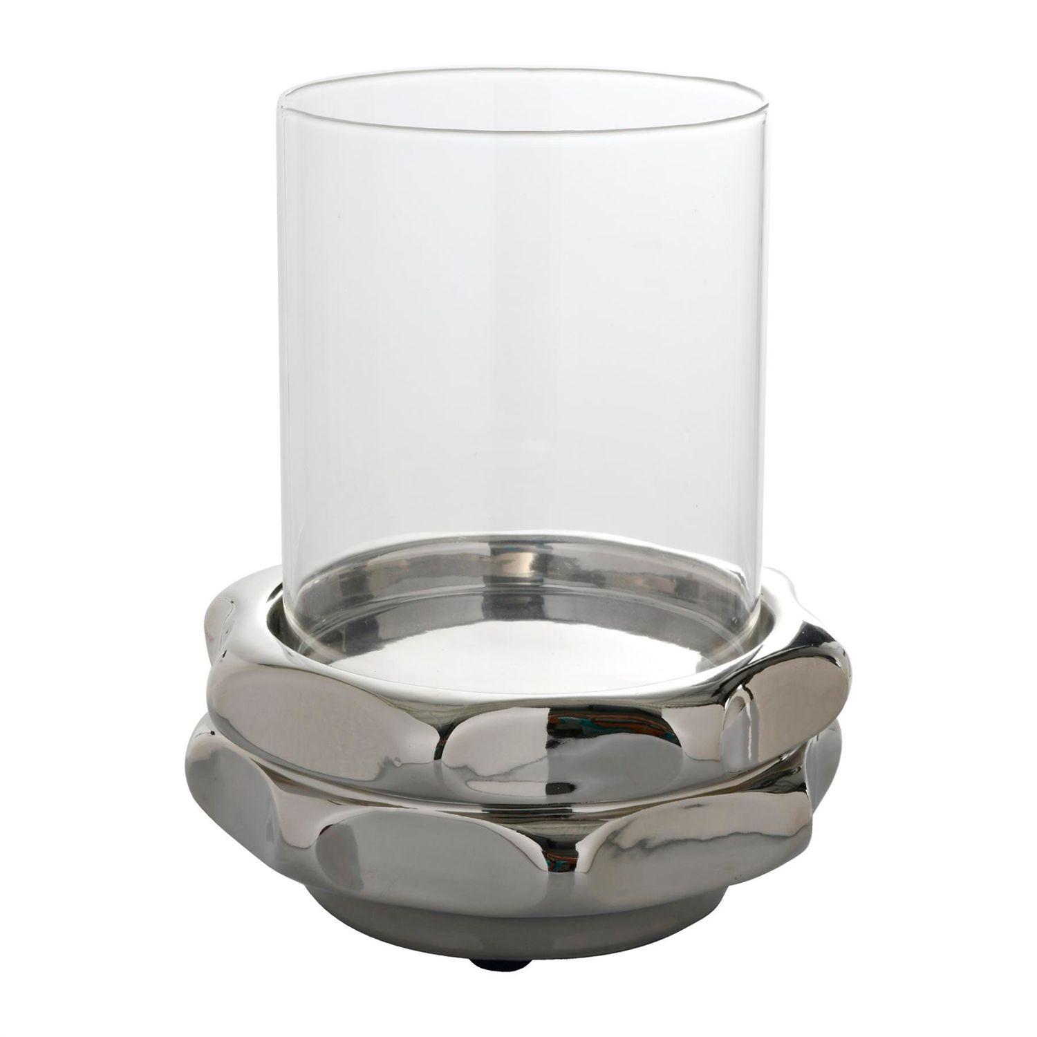 Portavela Decorativo Tuerca Silver Mediano-0