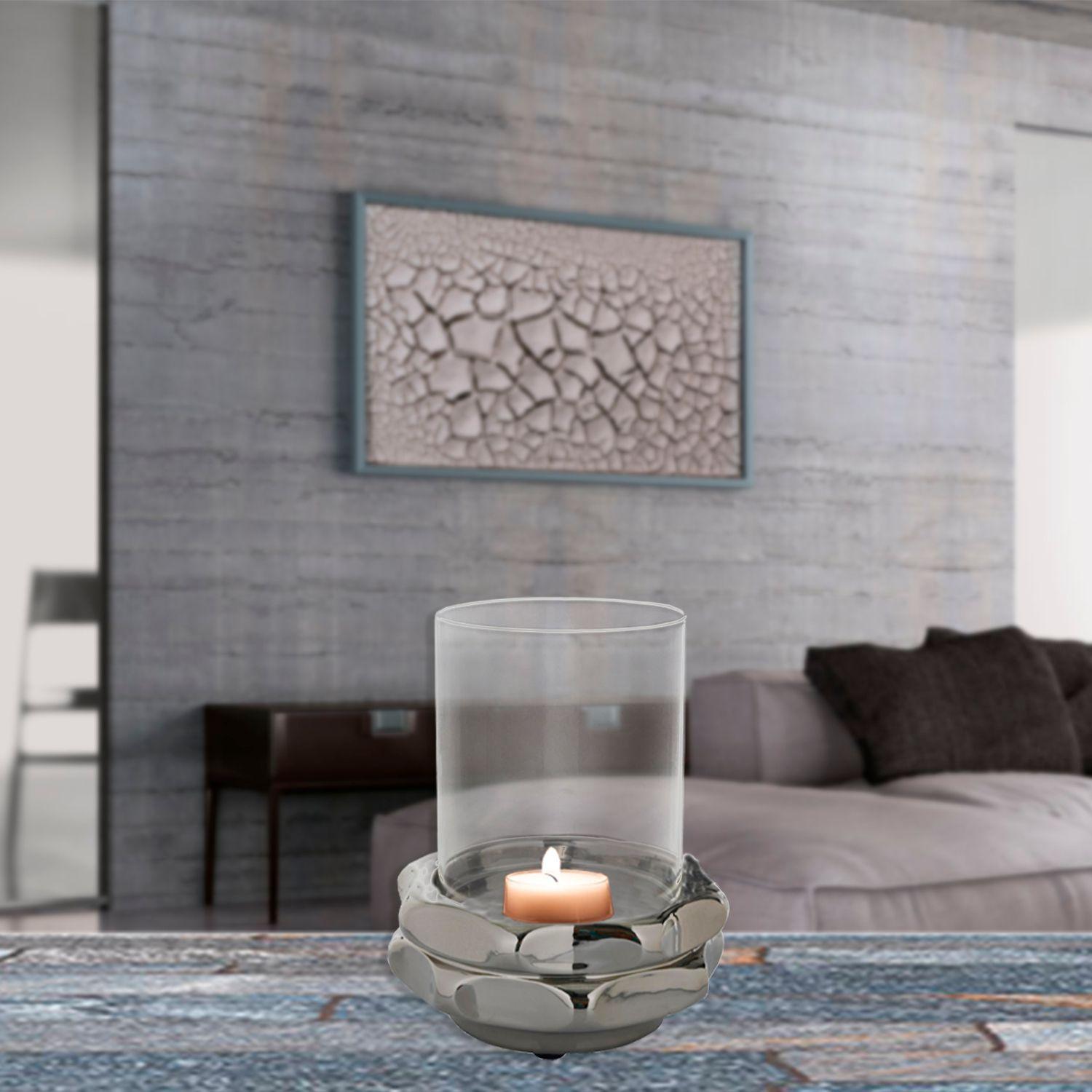 Portavela Decorativo Tuerca Silver Mediano-3