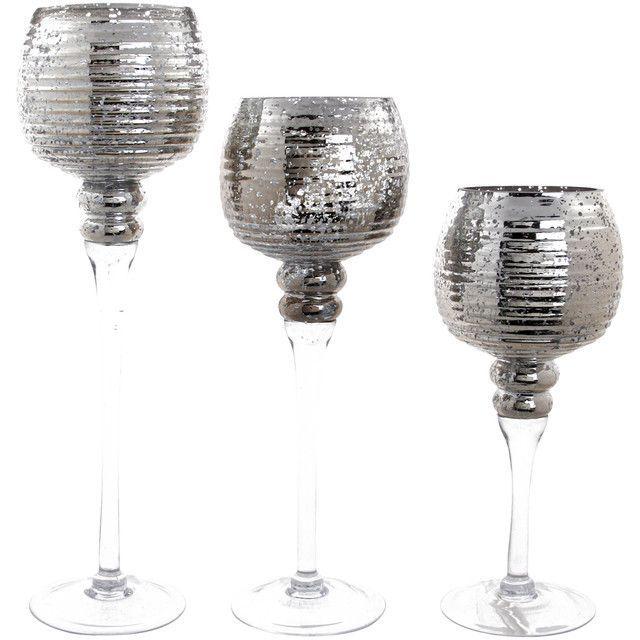 Juego de Portavelas Decorativo Bruselas Silver 3 Piezas-0