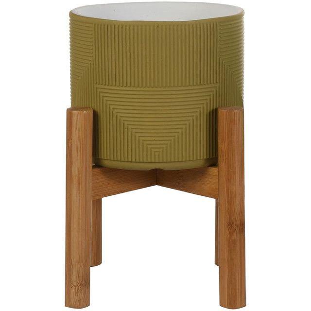 Maceta Decorativa Aruba Mostaza Soporte-0