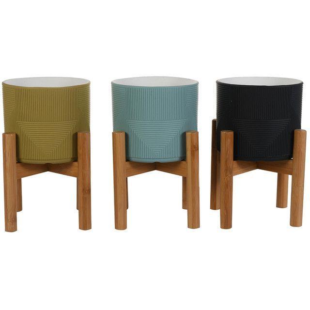 Maceta Decorativa Aruba Mostaza Soporte-2