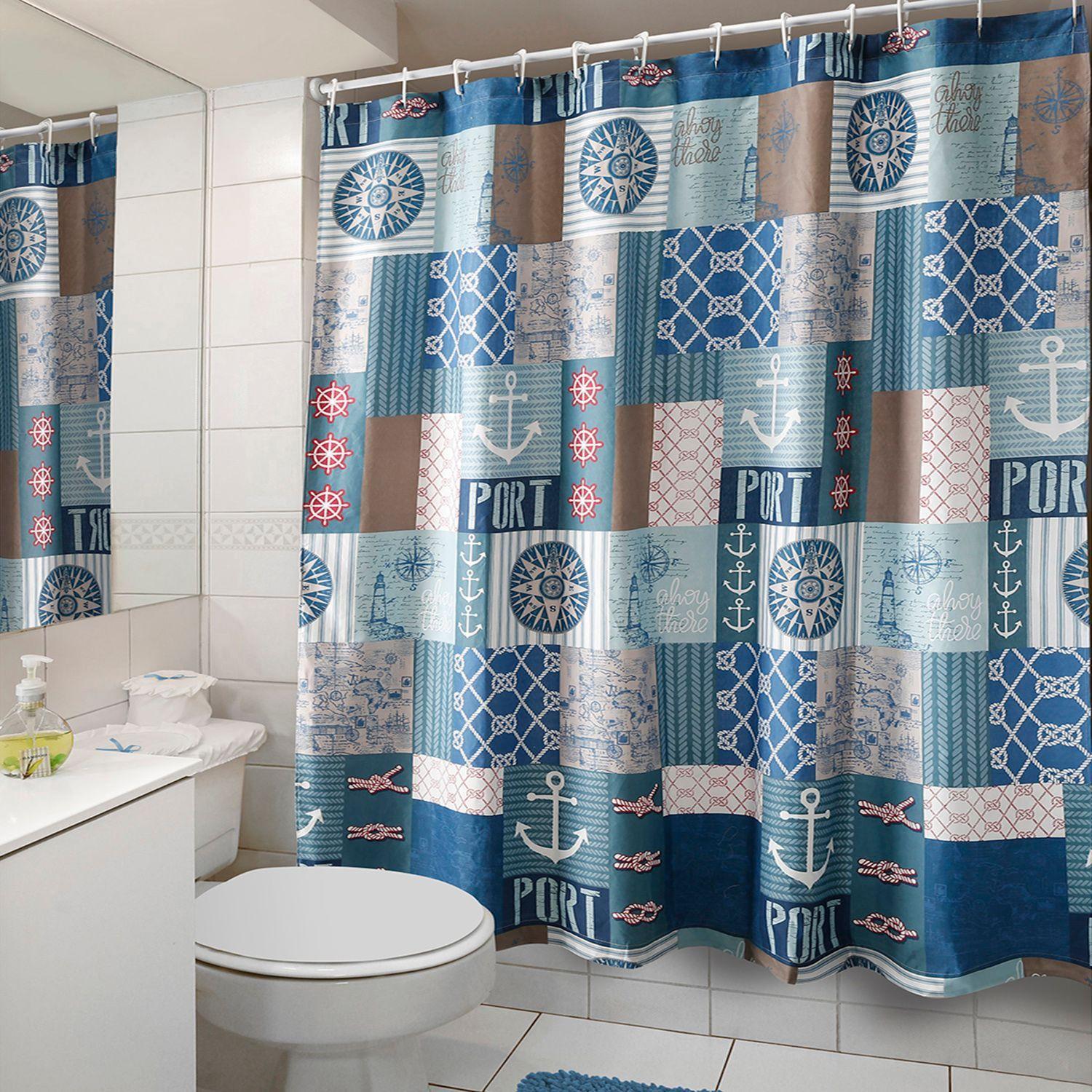 Cortina para Baño Diseño Marina con Forro-2