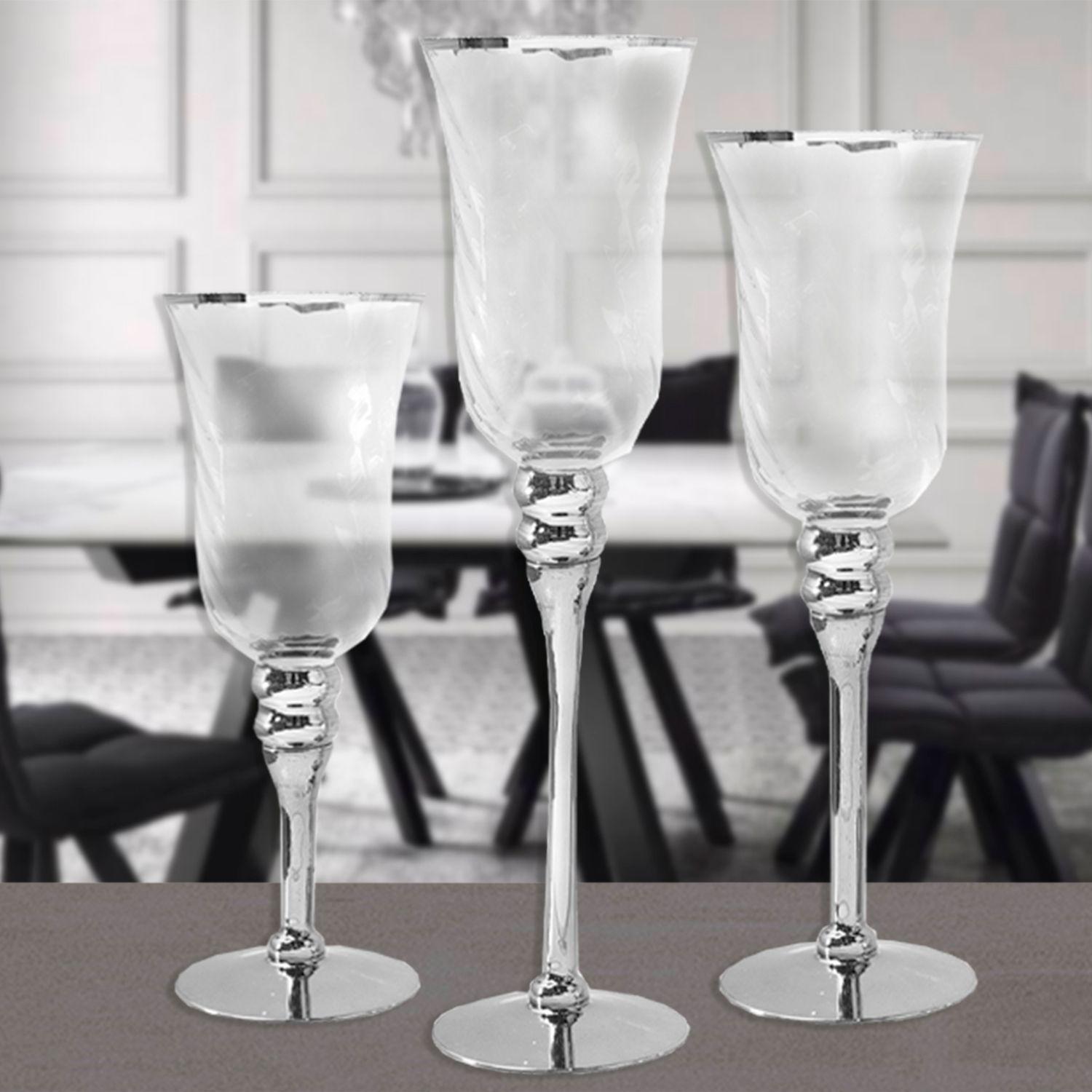 Juego Portavelas Decorativo Sienna Silver 3 Piezas-3