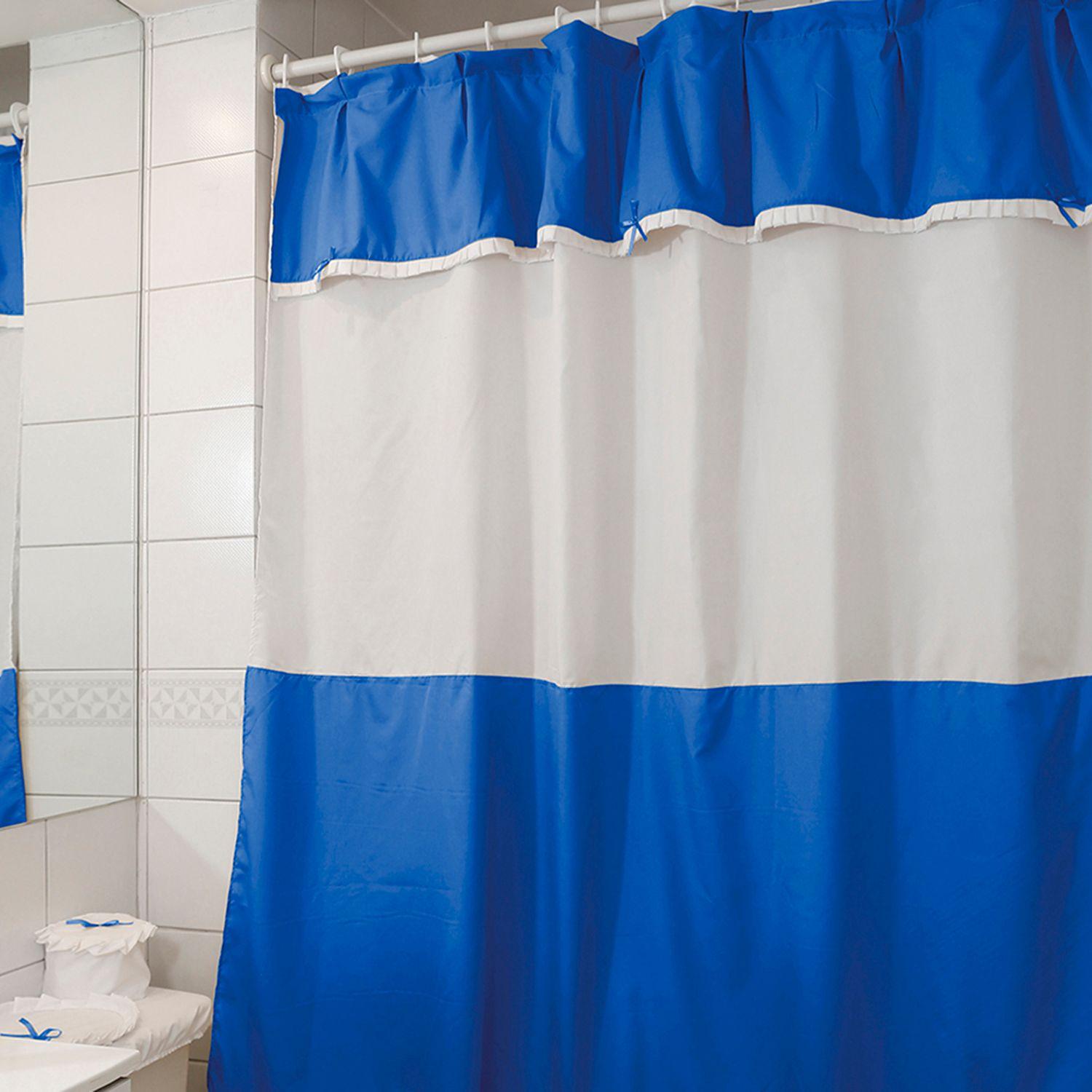 Juego de Cortina para Baño Azul 5 Piezas sin Forro-2