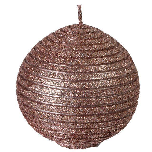 Vela Decorativa Ranuras Palo Rosa Bola-3