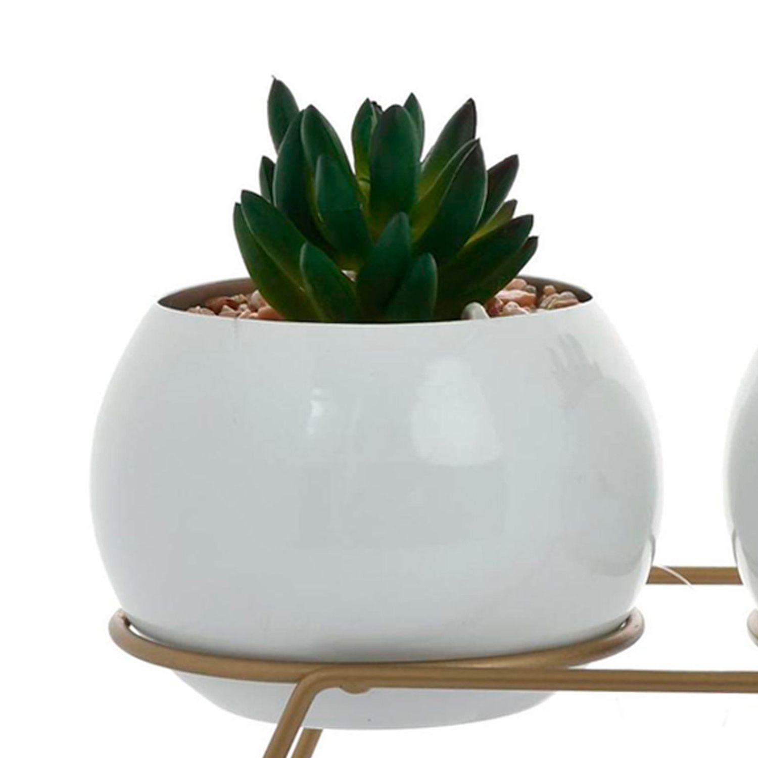 Suculentas Decorativas Bolas Atril Triple Blanca-3
