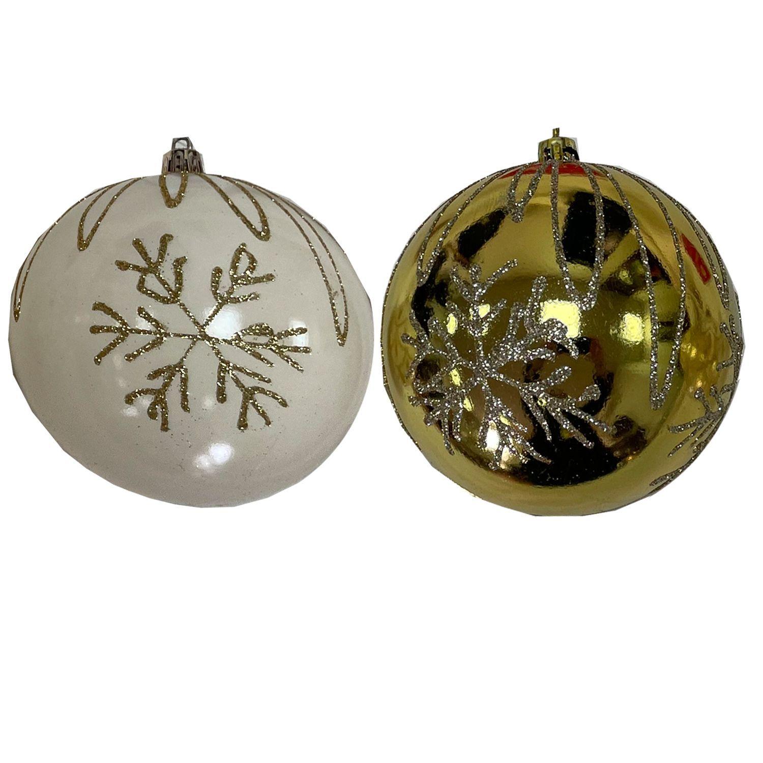 Set 12 Bolas Navideñas Copo Gold 10 Cms.-3