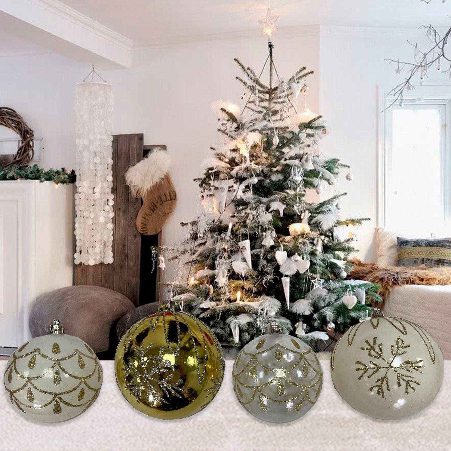 Set 12 Bolas Navideñas Copo Gold 10 Cms.-4