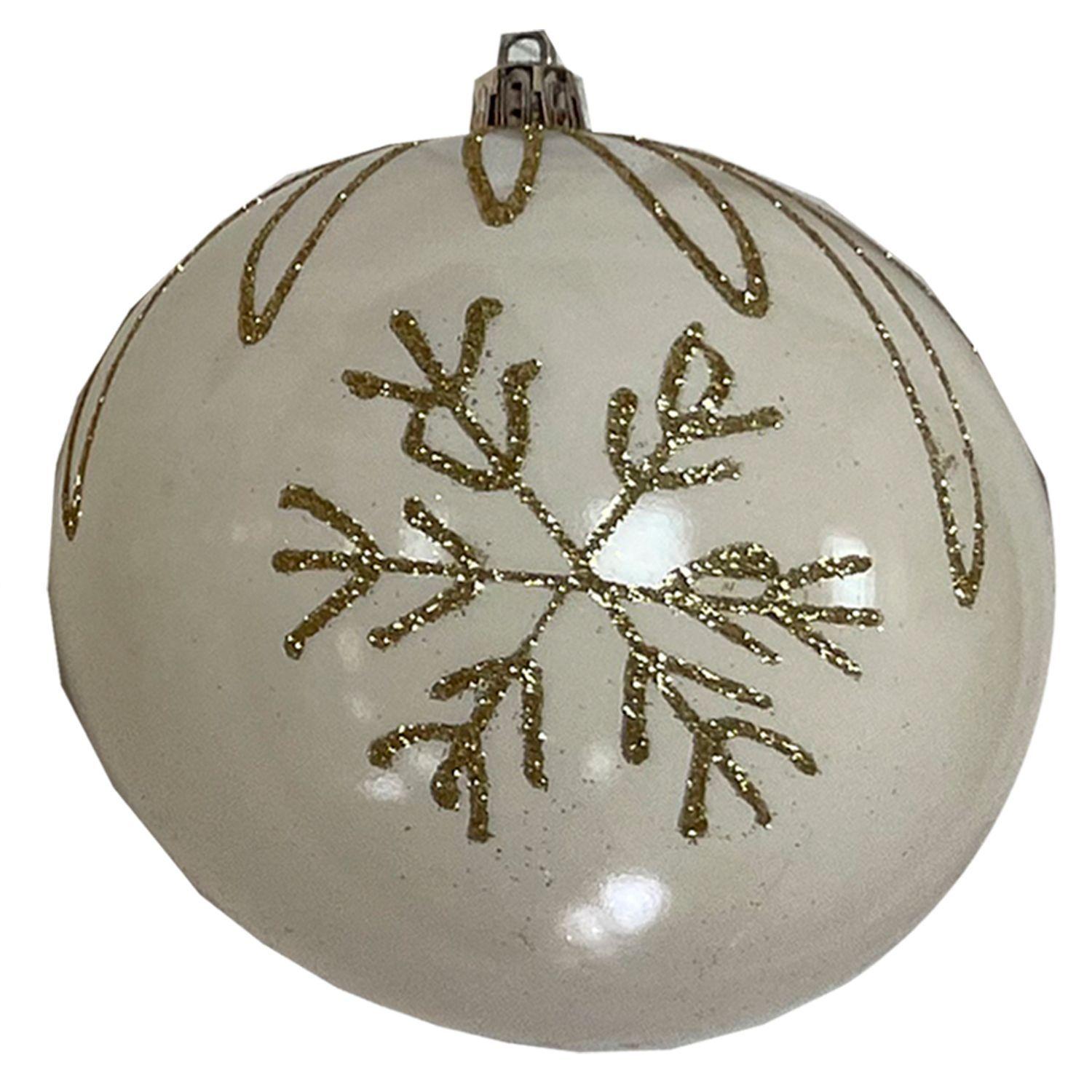 Set 12 Bolas Navideñas Copo Gold 10 Cms.-1