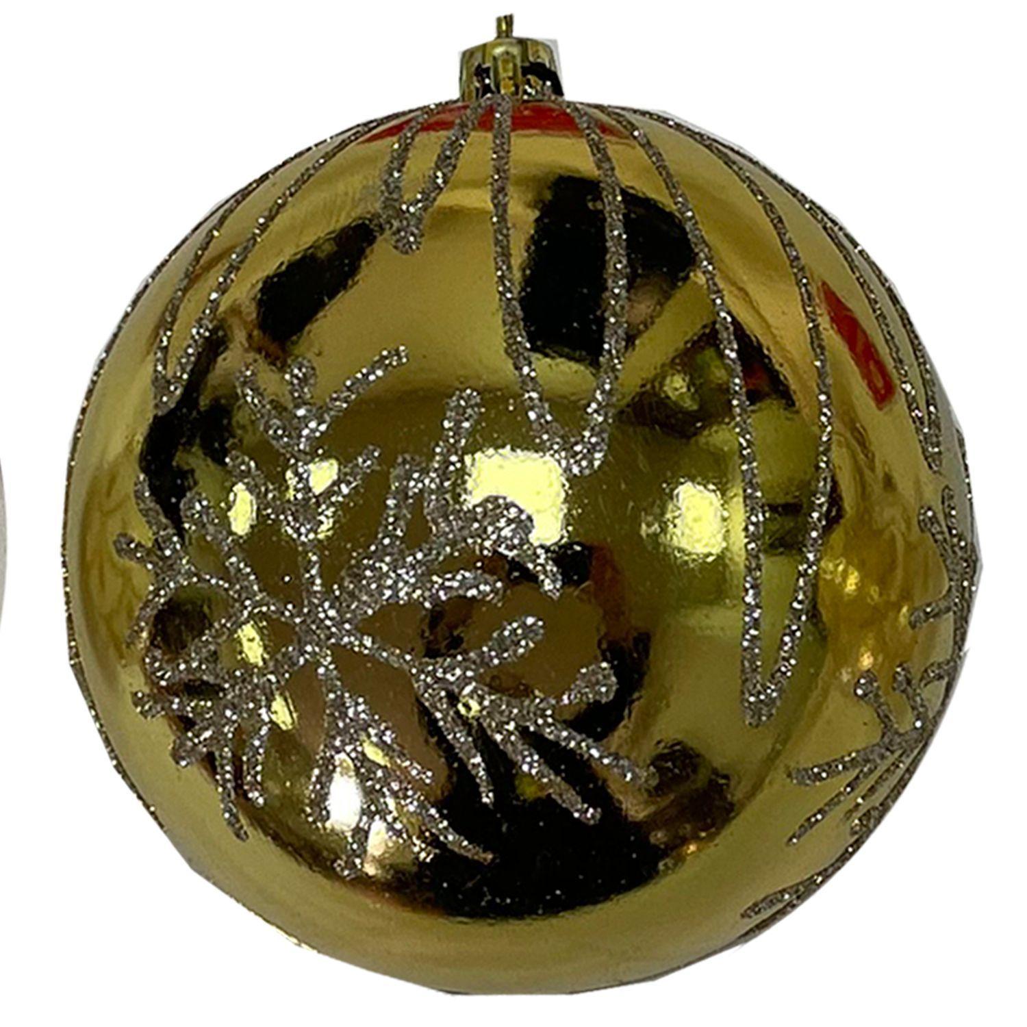 Set 12 Bolas Navideñas Copo Gold 10 Cms.-2