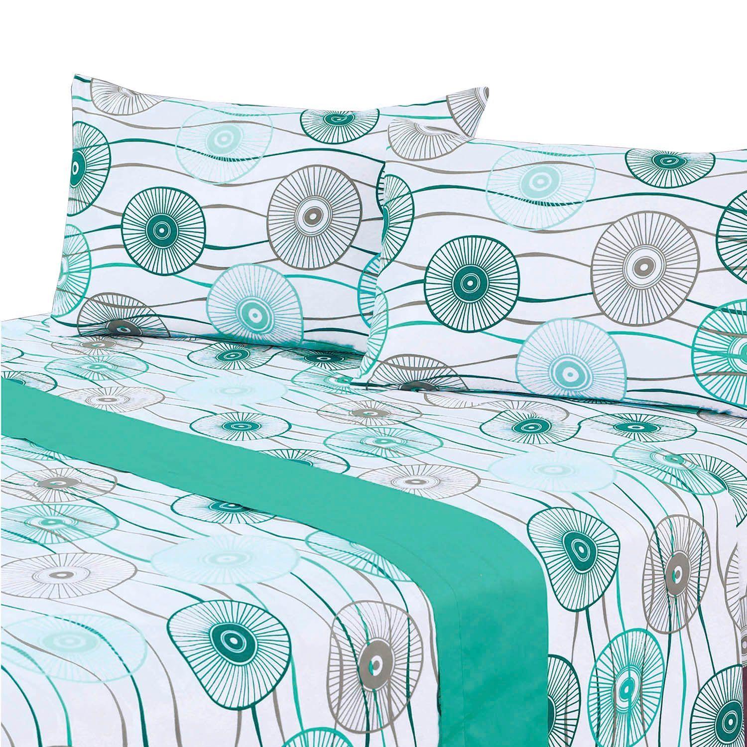 Juego de Sabanas T144 Umbrella Turquesa 1,5 Plazas-0