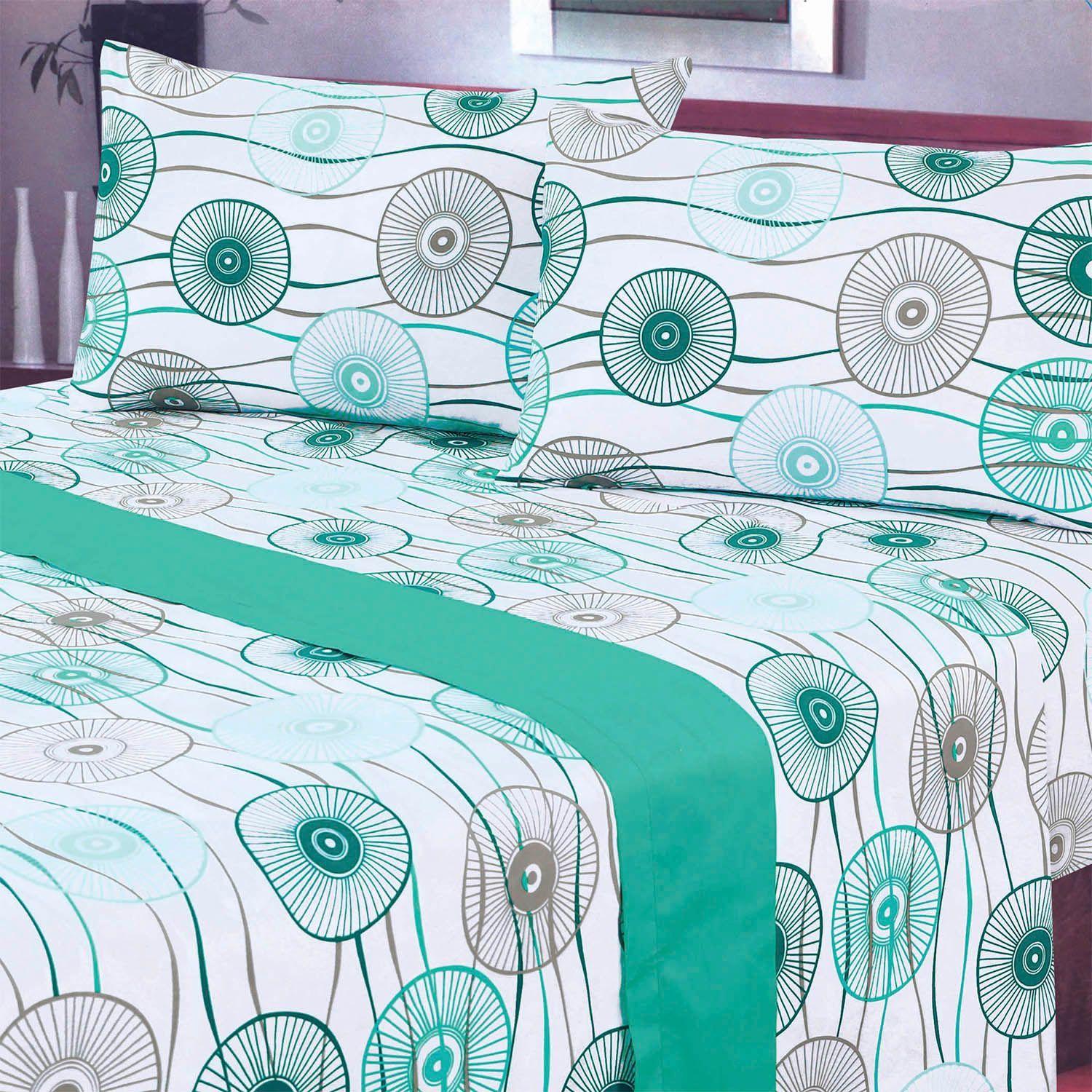 Juego de Sabanas T144 Umbrella Turquesa 1,5 Plazas-3