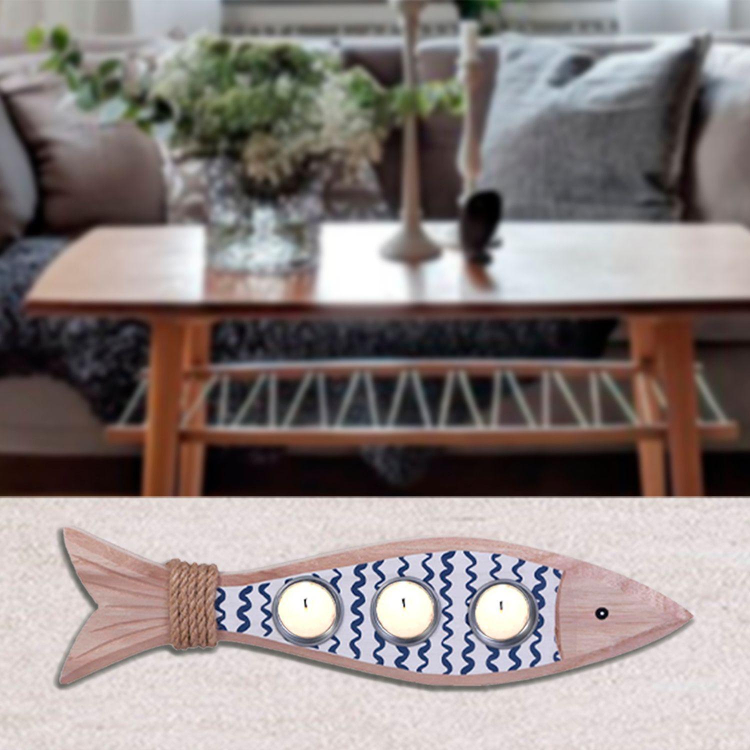 Portavela Decorativo Marina Blue Triple-3