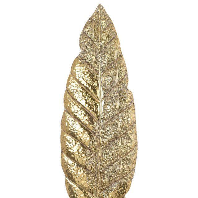 Placa Mural Decorativa Hoja Grabada Gold-2