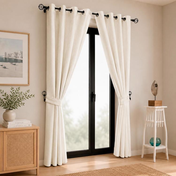 Set Cortina Blackout 6 Piezas Con Argolla Crudo-2