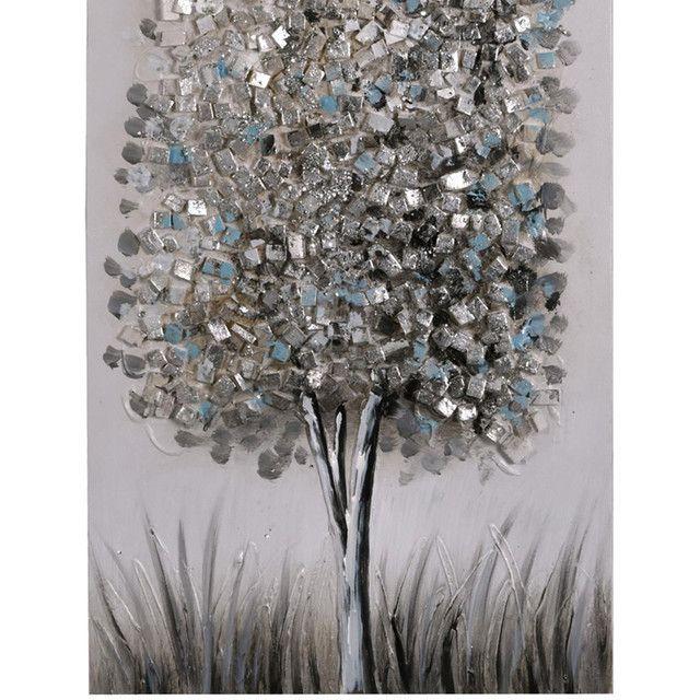 Cuadro Decorativo Arbol Plata 80 x 40-1