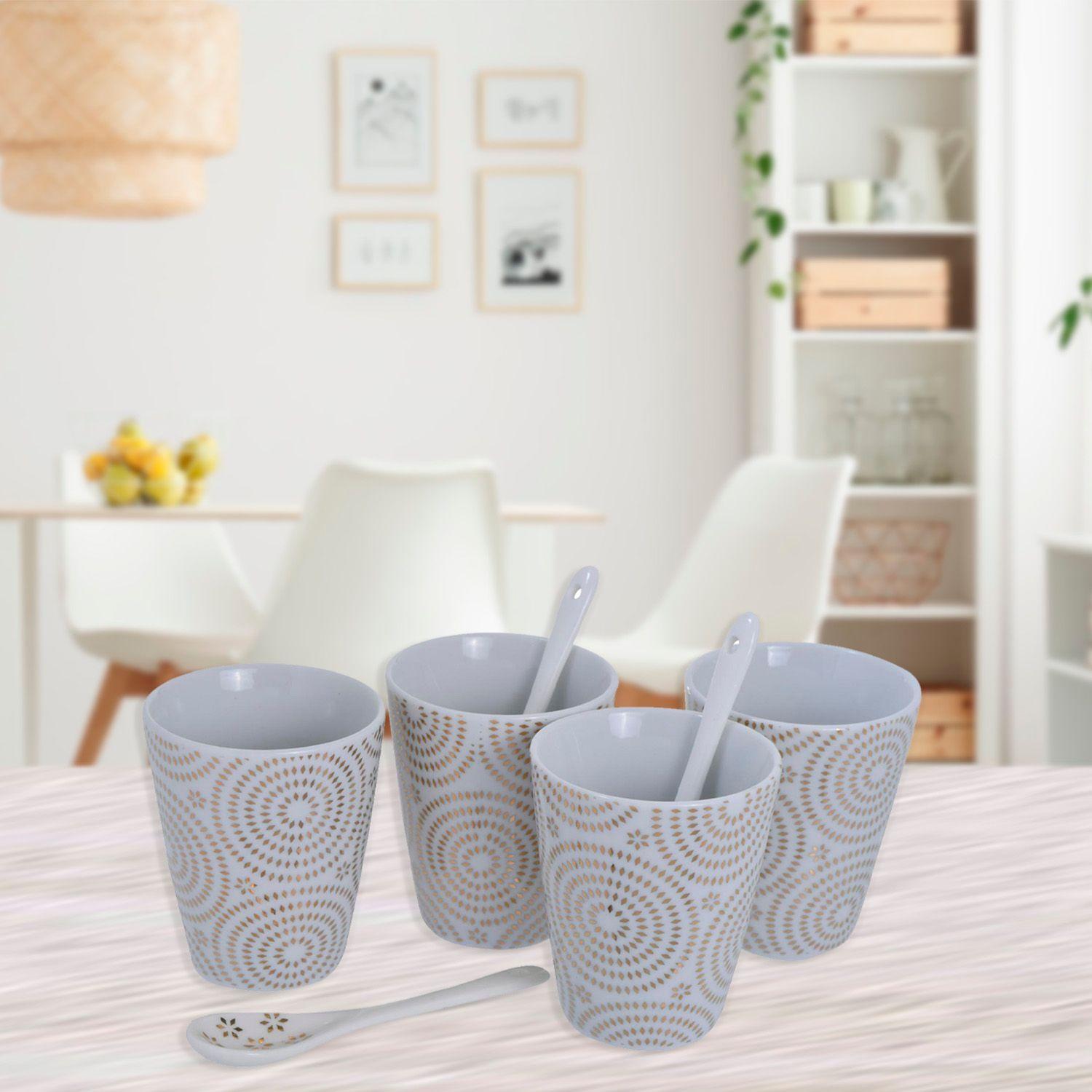 Juego de Tazas con Cucharas 8 Pzs Estrellas Gold-3
