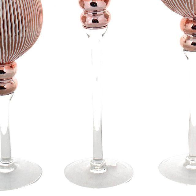 Juego de Portavelas Decorativo Livorno Cobre 3 Pzas-2