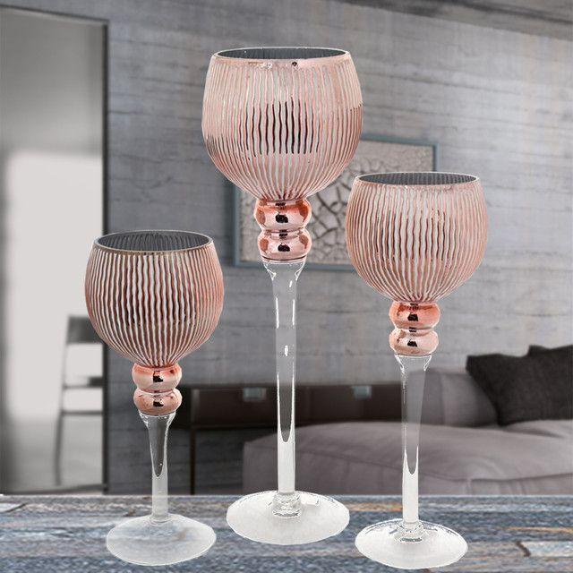 Juego de Portavelas Decorativo Livorno Cobre 3 Pzas-3