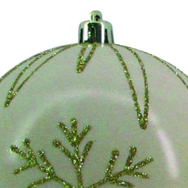 Bola Navideña Copo Crema con Verde 10 Cms-2