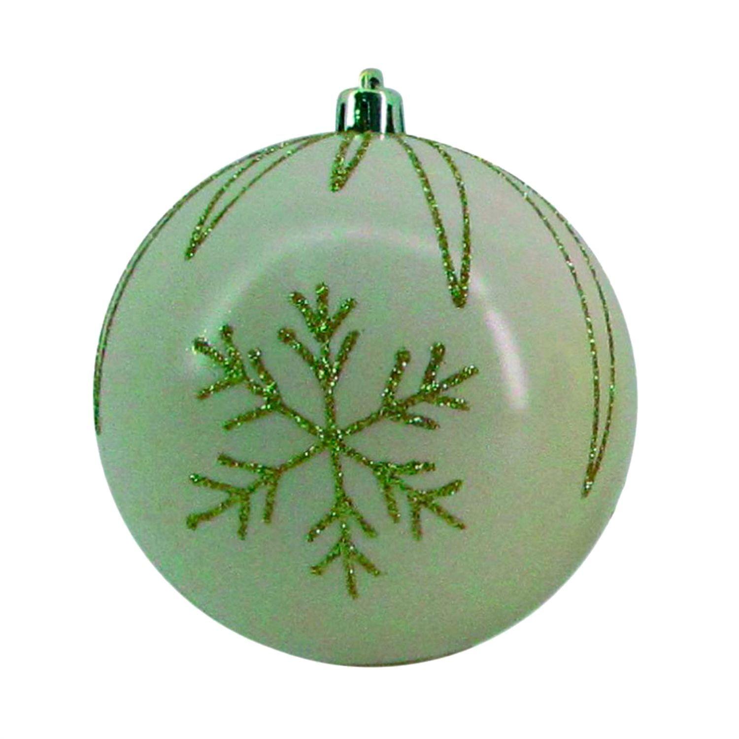 Bola Navideña Copo Crema con Verde 10 Cms-0