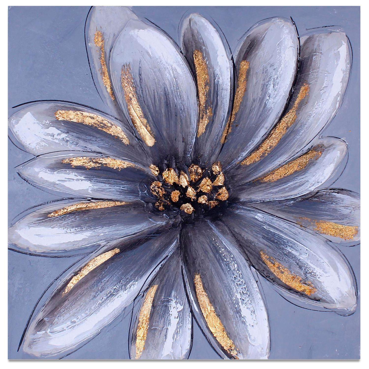 Cuadro Decorativo Flor Gris 50x50-0