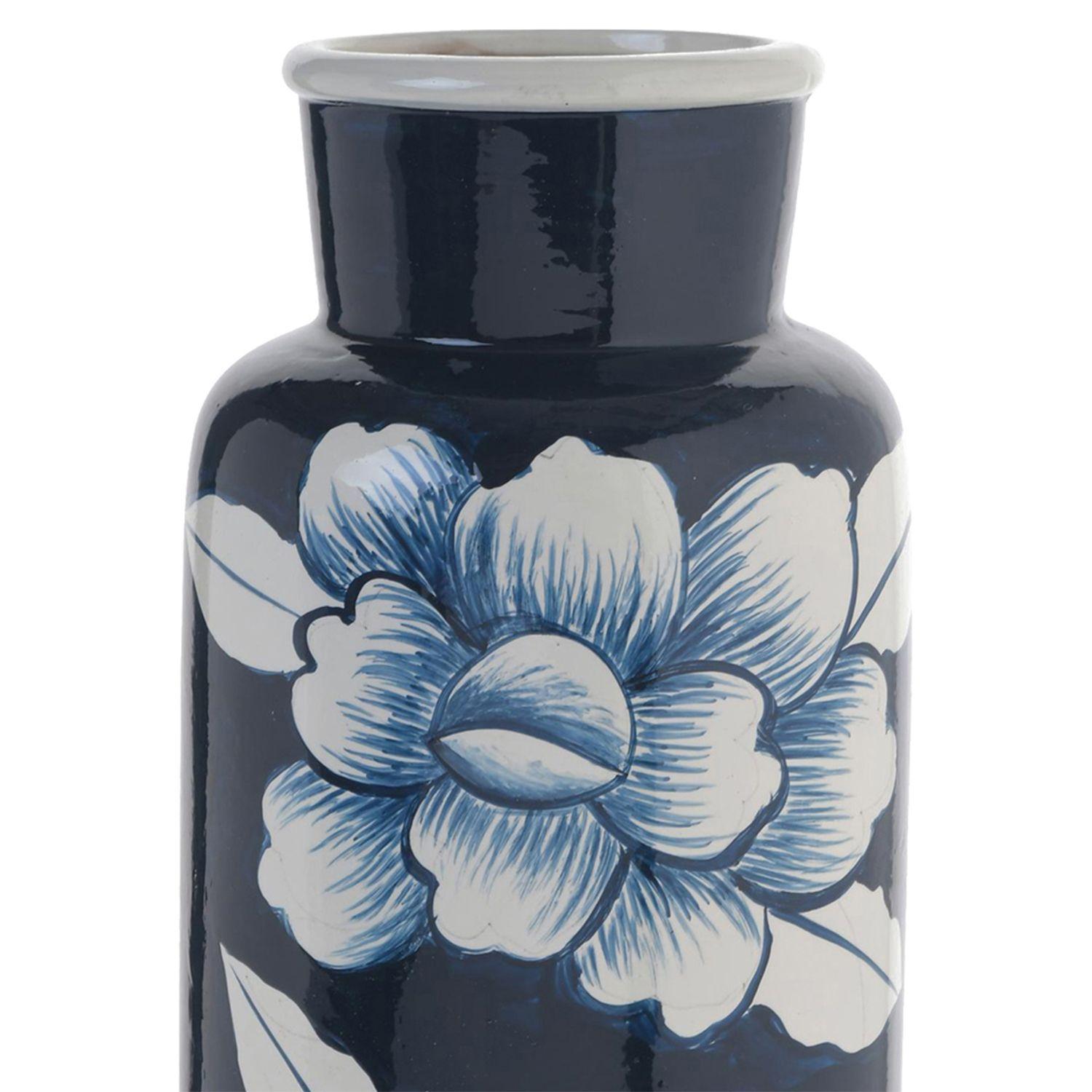 Jarrón Decorativo Flores Azul-2