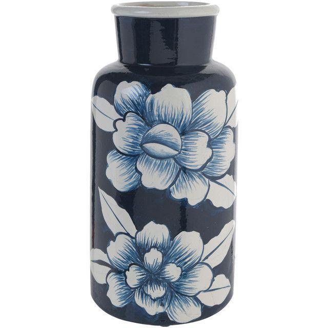 Jarrón Decorativo Flores Azul-5