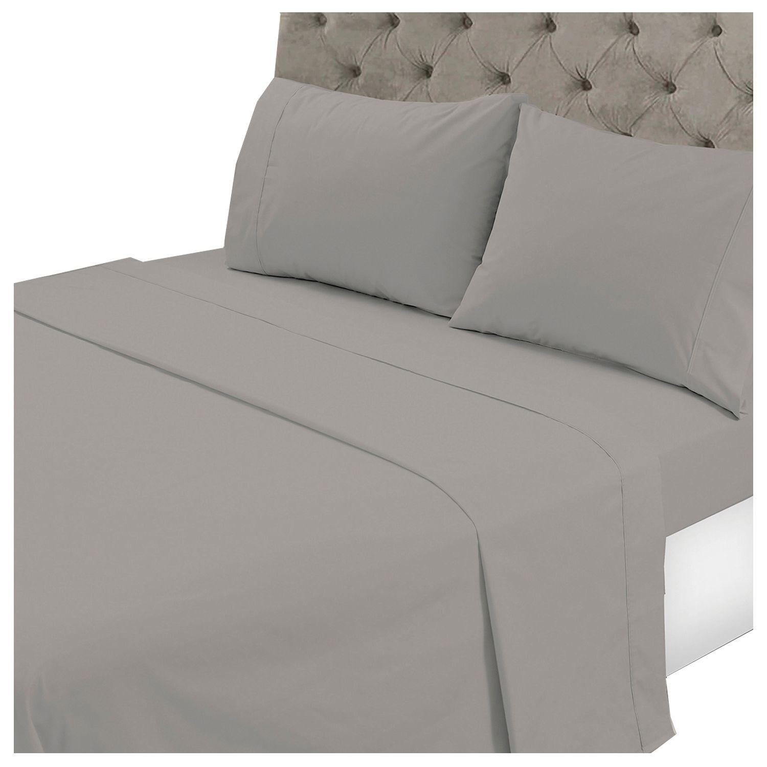 Juego de Sabanas T144 Lisa Gris Superking-0