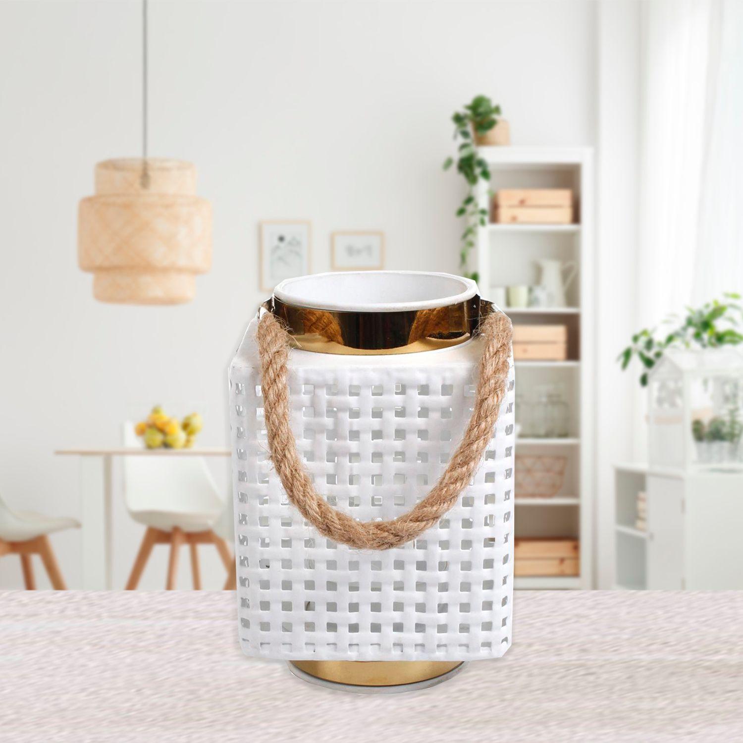 Fanal Decorativo Pekin Blanco Gold-3