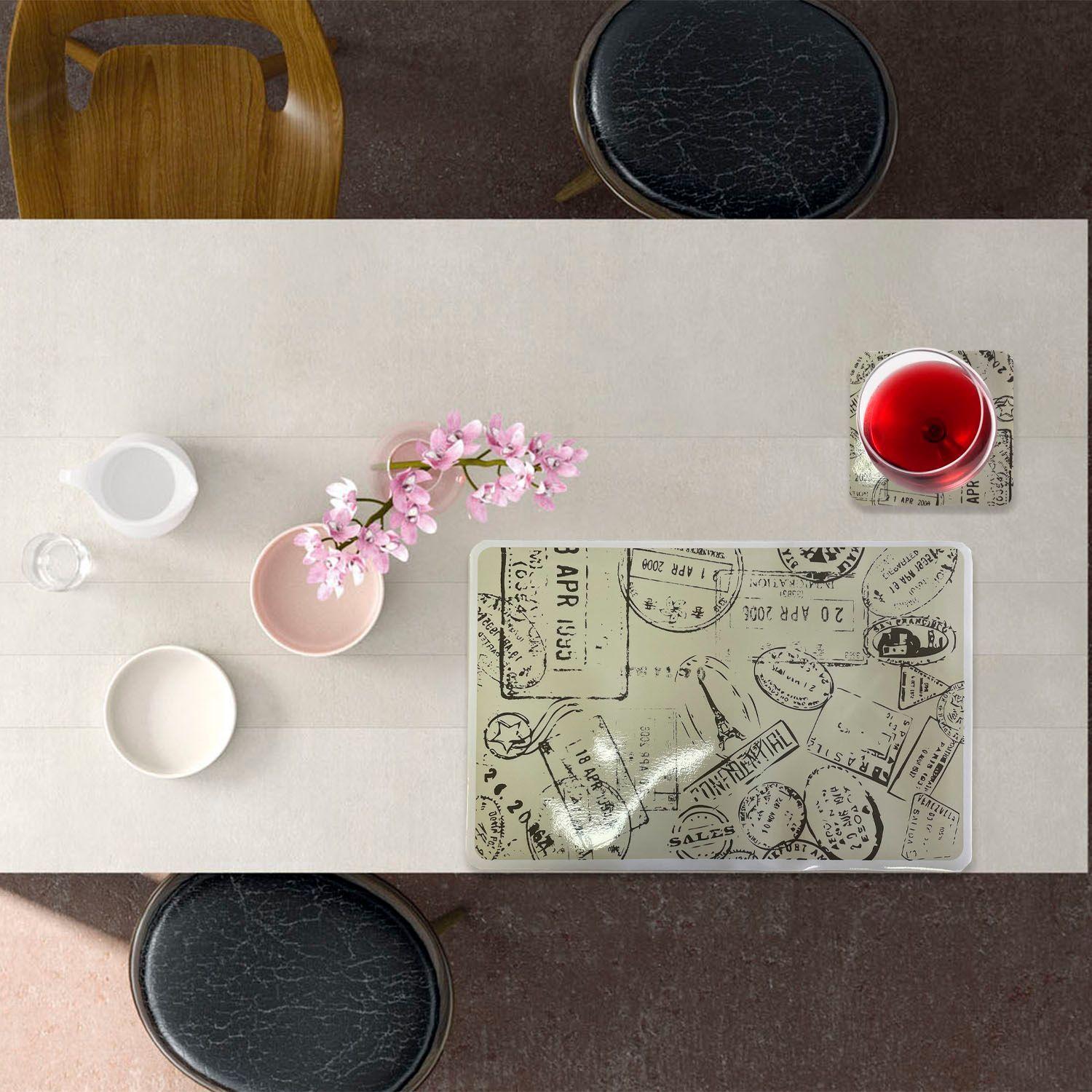 Set 4 Individuales Más 4 Posavasos Postal 8 Piezas-5