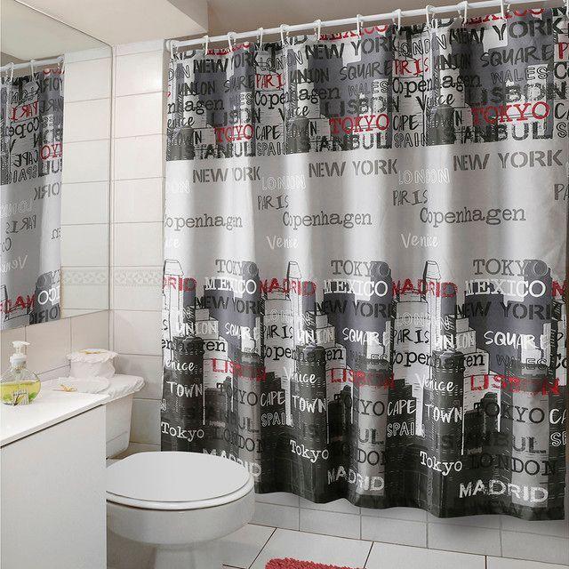 Cortina de Baño Diseño Capitals sin Forro-2