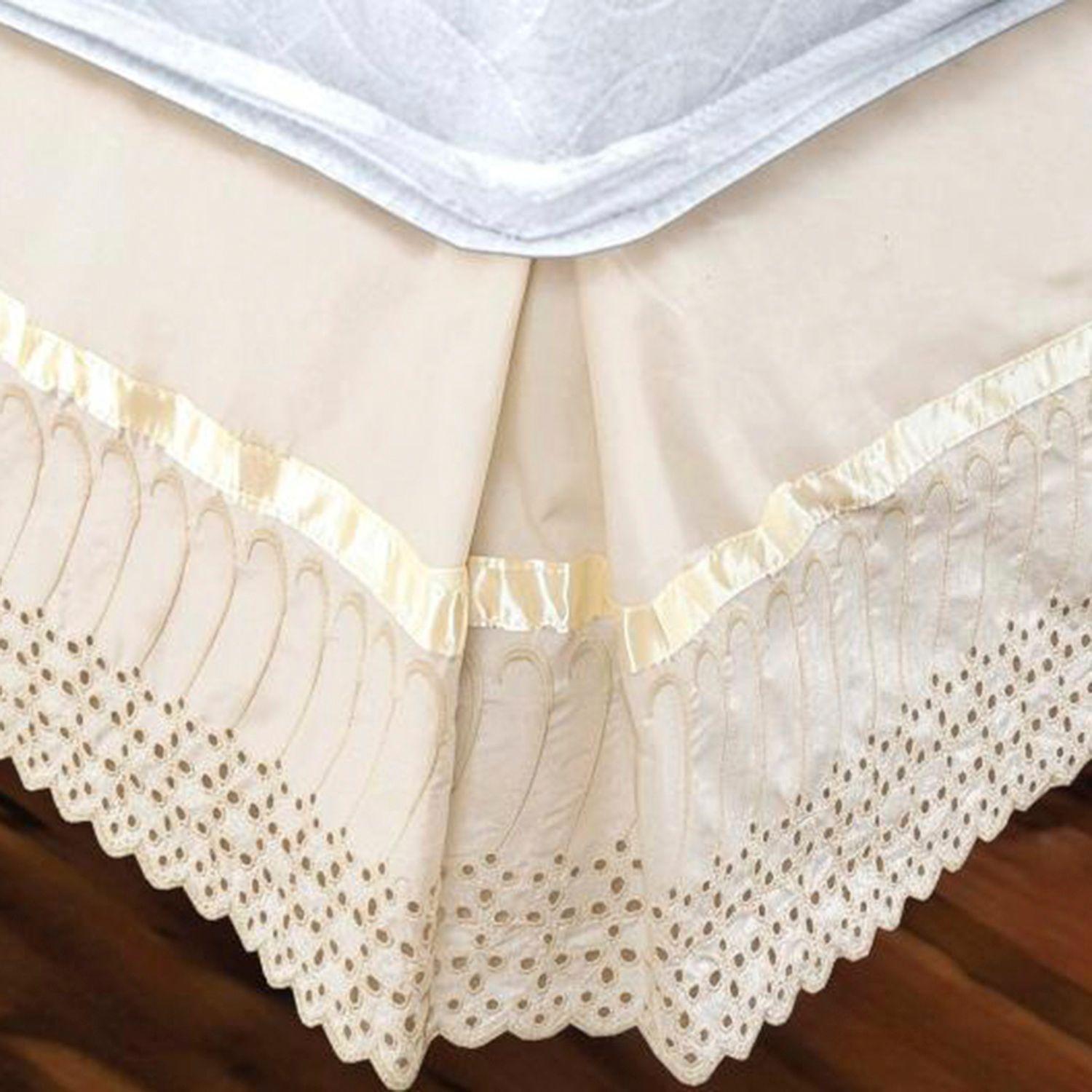 Faldón 144 hilos Broderie Amanda 2 Plazas Crudo-2