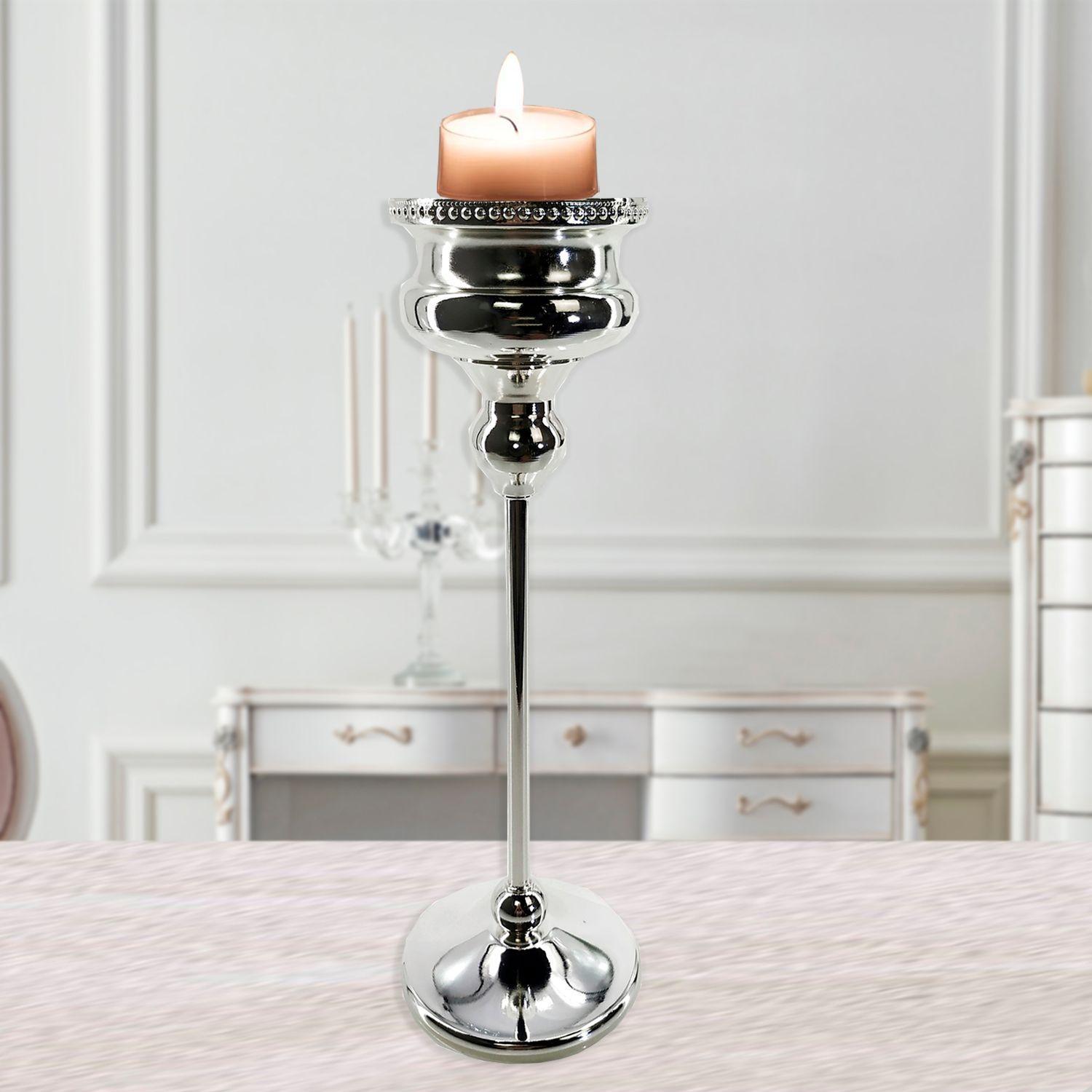 Portavela Decorativo Napoli Silver Alto-3