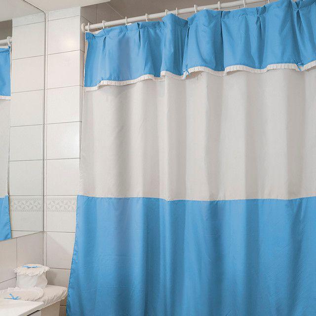 Juego de Cortina para Baño Celeste 5 Piezas sin Forro-2