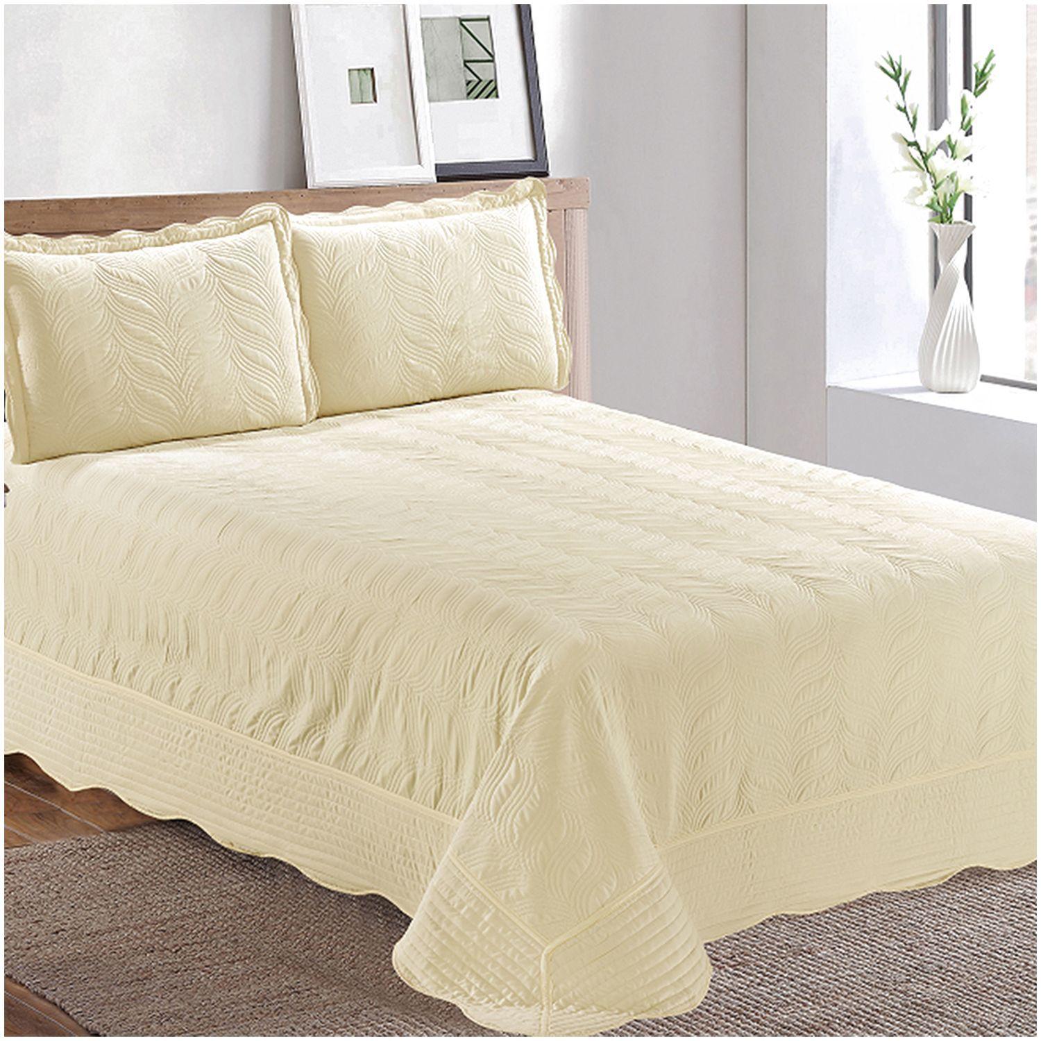 Quilt Bordado 1,5 Plazas Versailles Amarillo Pastel-3