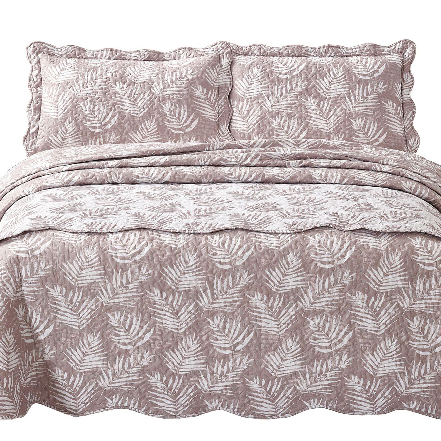 Quilt Con Piecera Helechos Ocre King-0