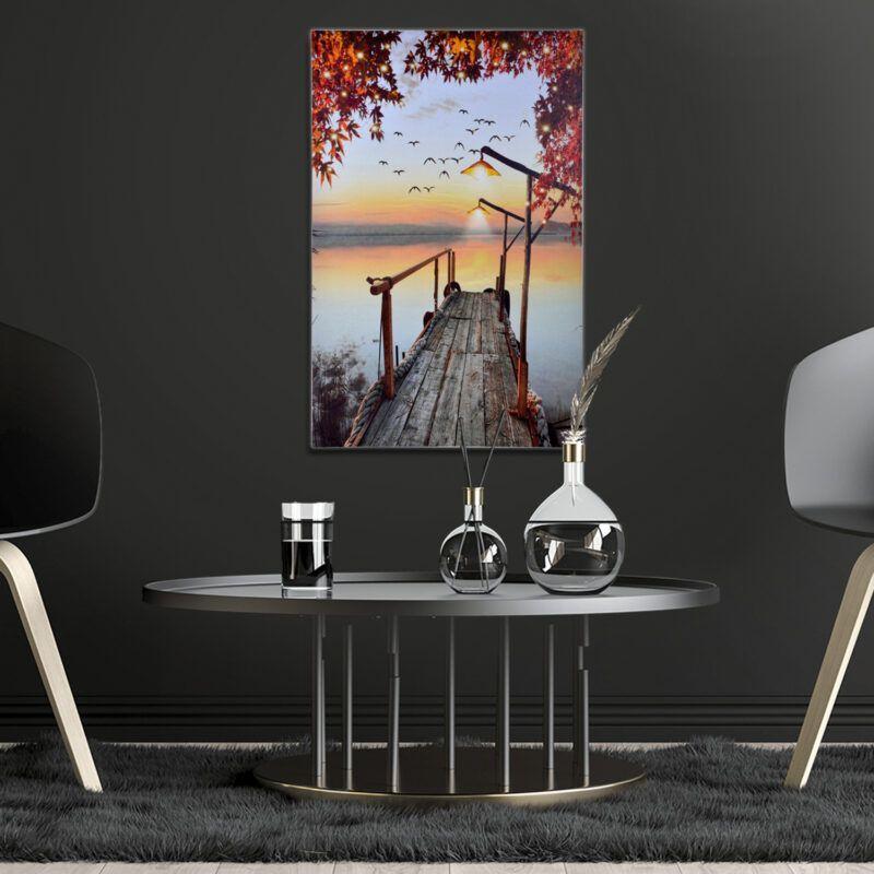 Cuadro Mural Con Luces Led Atardecer-3