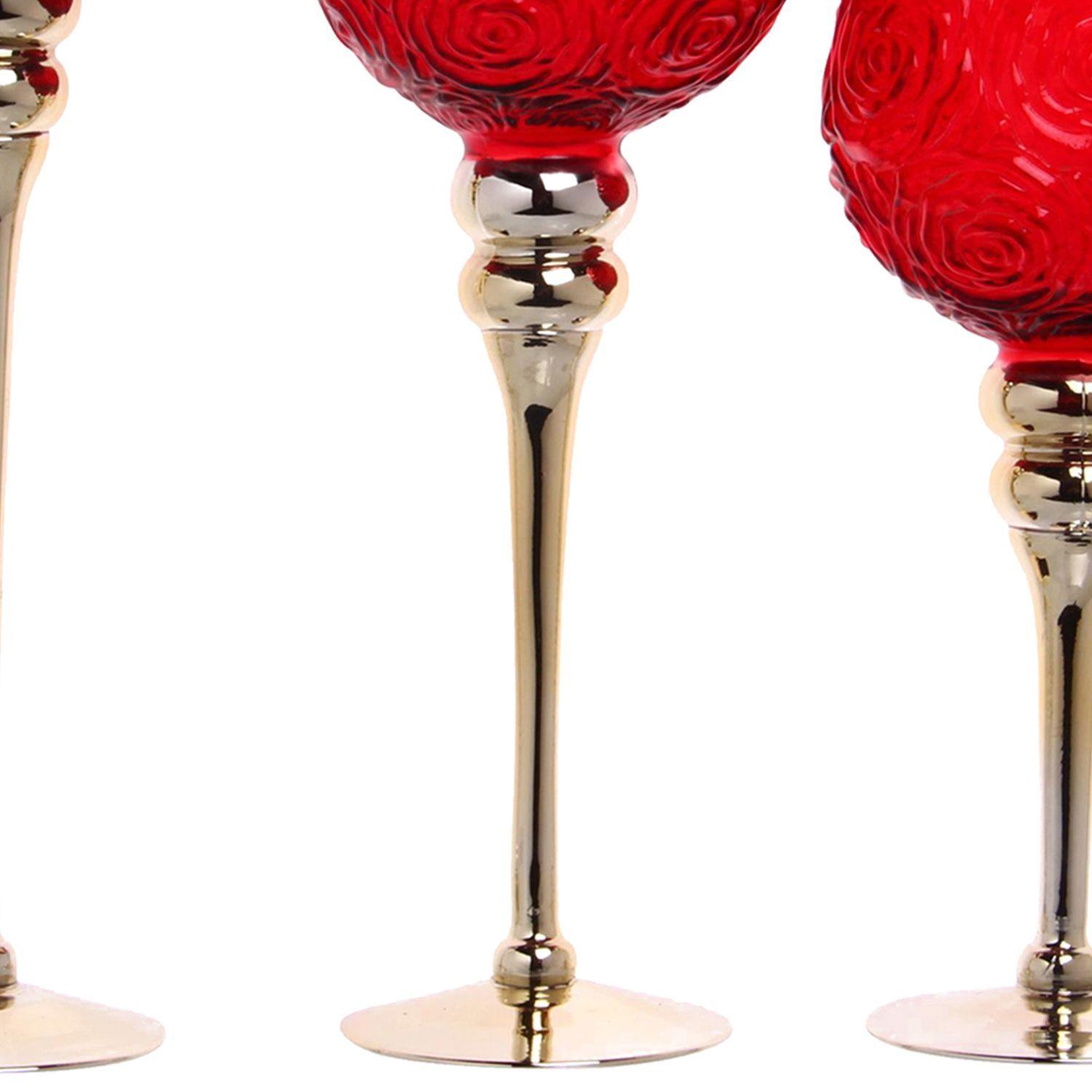 Juego de Portavelas Decorativo Roses Red 3 Piezas-1
