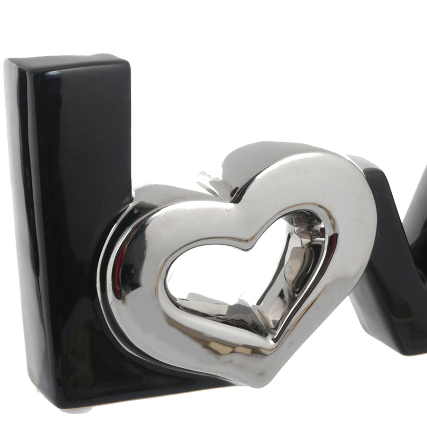 Figura Decorativa Love Black Silver-1