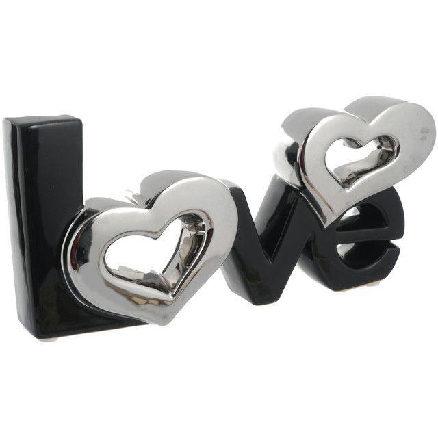 Figura Decorativa Love Black Silver-3