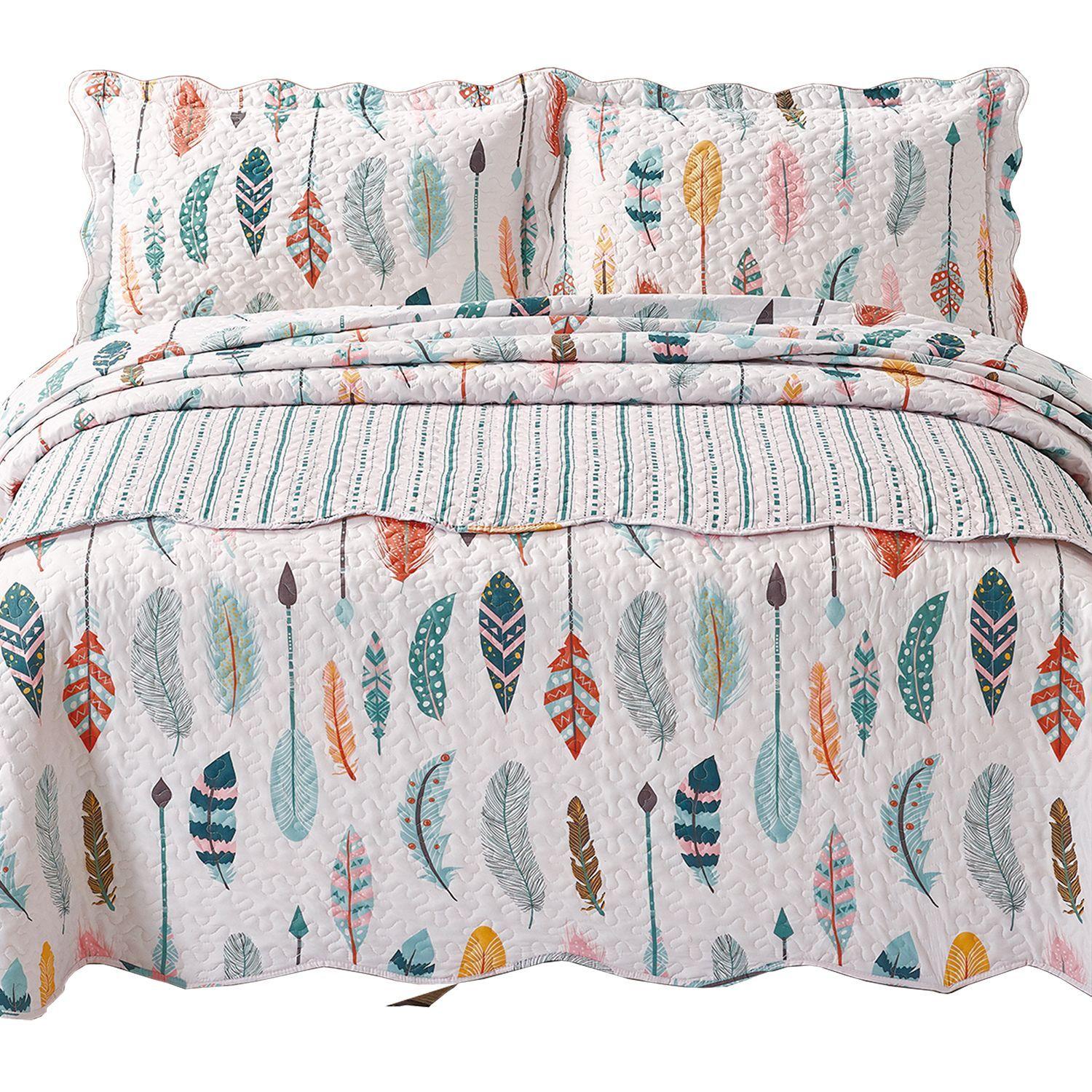 Quilt Con Piecera Plumas 1,5 Plazas-0