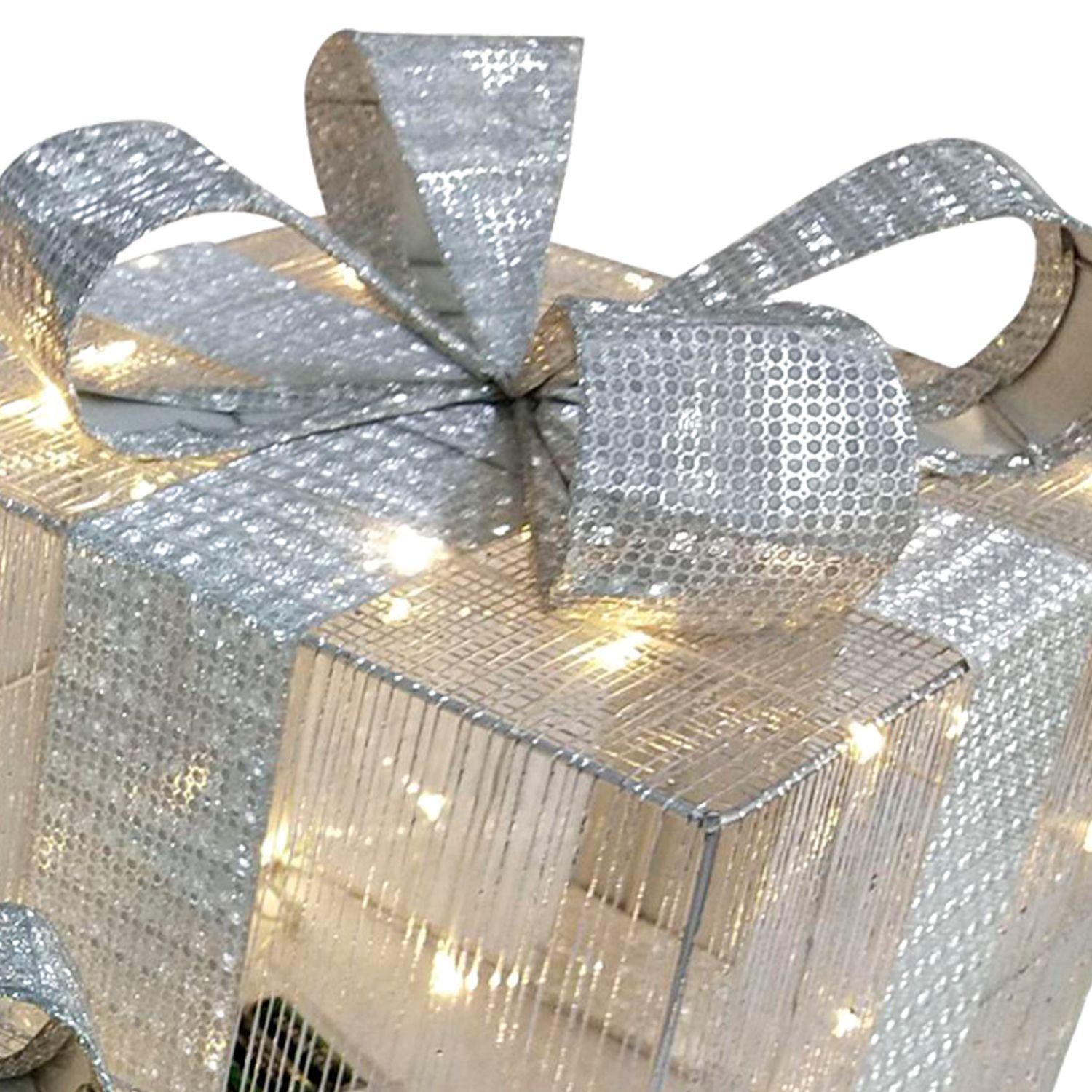 Set Cajas Navideñas Amberes Luces Led 3 Pzas Gold-2