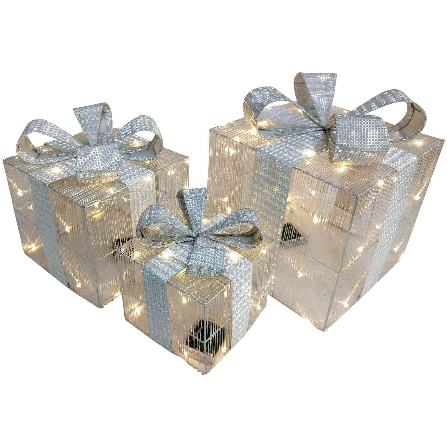 Set Cajas Navideñas Amberes Luces Led 3 Pzas Gold-0