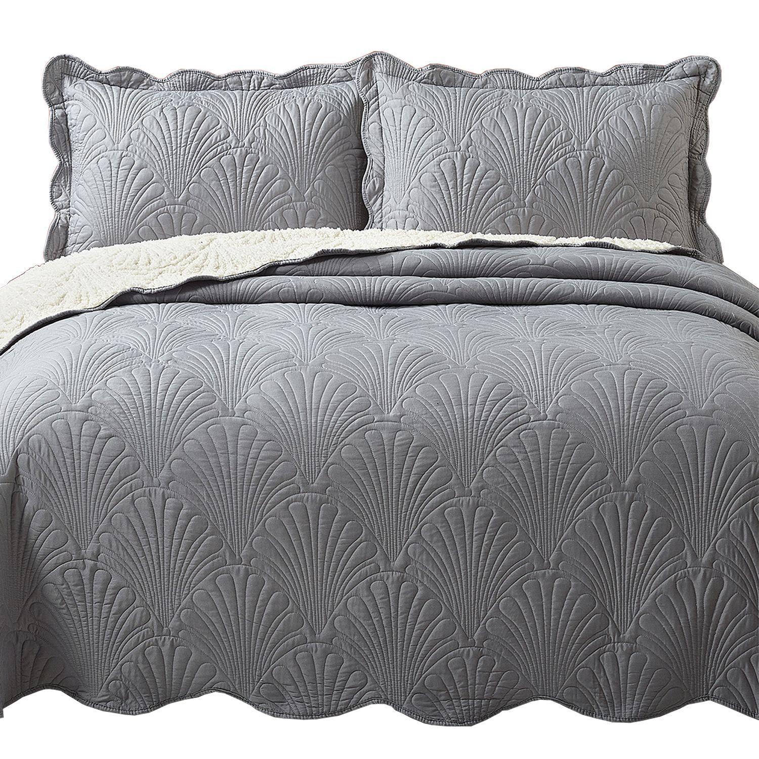 Quilt Sherpa Superking Paris Liso Gris-4